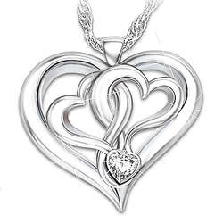 Beautiful Daughter Heart-Shaped White Topaz Pendant Necklace