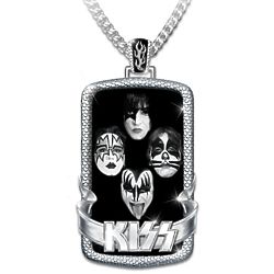 KISS Men's Stainless Steel Dog Tag Pendant Necklace