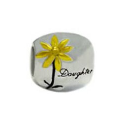Yellow Flower Daughter Sterling Silver European Charm Bead