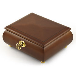 Traditional Style Wood Tone Music Box with Lock and Key