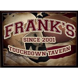 Personalized Football Touchdown Tavern Wood Bar Sign