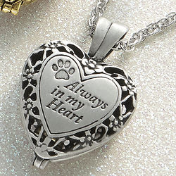 Always in My Heart Locket with Pawprint Accent