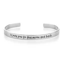 I Love You to the Moon and Back Stainless Steel Cuff Bracelet