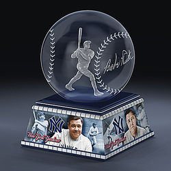Babe Ruth Laser Etched Glass Baseball Commemorative Sculpture