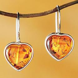 Baltic Amber Heart Earrings