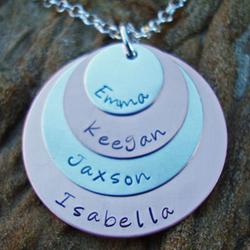 Stacked Family Names Mixed Metals Necklace