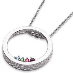Sterling Silver Mother's Birthstone Circle Slider Necklace
