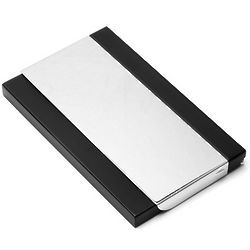 Black Acrylic and Polished Silvertone Business Card Holder