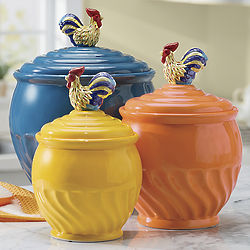 3-Piece Colorful Rooster Canister Set