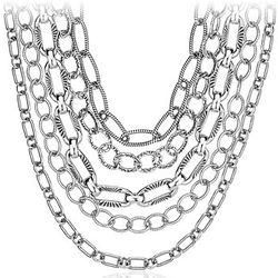Sterling Silver Layered Chain Necklace