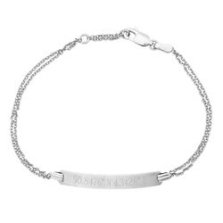 Personalized Coordinates Silver Bar Bracelet