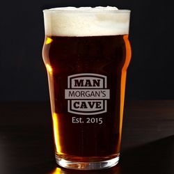 Man Cave Personalized English Pub Glass