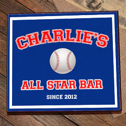 Personalized Baseball All Star Bar Cherry Wood Cigar Humidor
