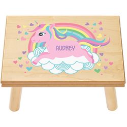 Personalized Best Buddies Unicorn Step Stool in Natural Wood