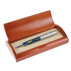 Personalized Handsome Ball Pen in a Curved Wooden Box