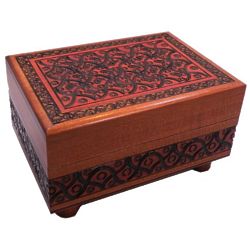 Small Artistic Carved Secret Wooden Puzzle Box