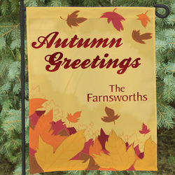 Autumn Greetings Personalized Garden Flag