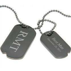Personalized Gunmetal Dog Tag Duo Necklace