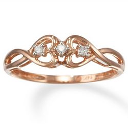 14 Karat Rose Gold Diamond Heart Promise Ring