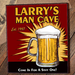 Personalized Man Cave Beer Cherry Wood Cigar Humidor