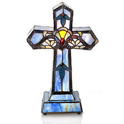 Stained Glass Cross Sympathy Lamp