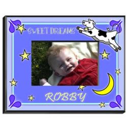 Boy's Personalized Cow Over Moon Photo Frame