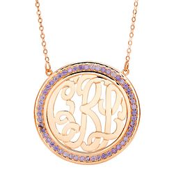 Personalized Monogram Birthstone Necklace in Rose Gold