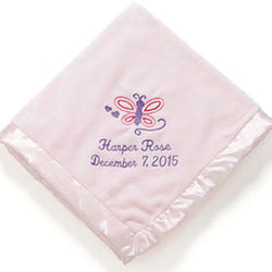 Pretty Pink Baby Love Personalized Embroidered Blanket