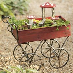 Miniature Fairy Garden Metal Push Cart