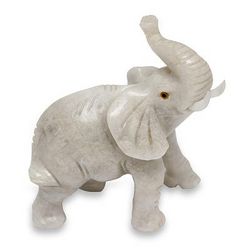 Mighty White Elephant Stone Figurine