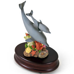 Amazing Mother Dolphin and Baby Musical Figurine