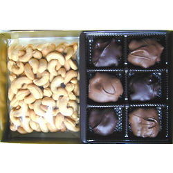 Chocolate Turtle Candy and Cashew Nuts Gift Box