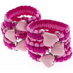 Pink Paracord Bracelet with Heart Charms