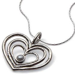 Hearts and Gray Pearls Necklace