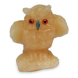 Caramel Owl Aragonite Figurine