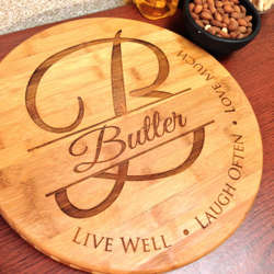 Live Well Monogrammed Initial Bamboo Cutting Board