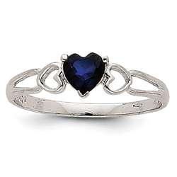 White Gold Sapphire Heart Promise Ring