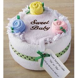 Sweet Surprise! Gender Reveal Baby Washcloths and Bib Cake