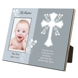 My Baptism Personalized Picture Frame in Blue and Gray