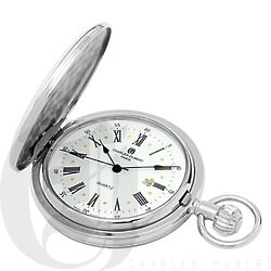 Silver Quartz Charles Hubert Pocket Watch & Chain