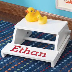 Kid's Personalized White Step and Sit Flip Stool