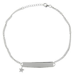 Sterling Silver ID Anklet with Star Charm