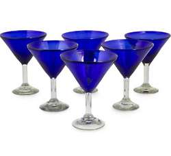 6 Sapphire Blue Martini Glasses