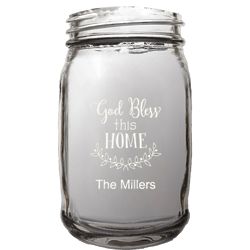 Personalized God Bless This Home 16-Ounce Mason Jar