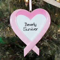 Personalized Breast Cancer Heart Ornament