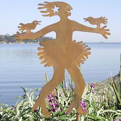 Crow Mama Metal Garden Sculpture with Rust Patina