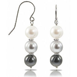 Black, White and Gray Pearl Dangle Earrings