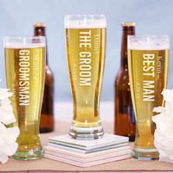 Engraved Wedding Party Pilsner Glass