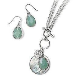 Ocean View Amazonite and Mother Of Pearl Necklace and Earrings