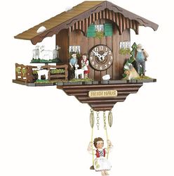 Black Forest Kuckulino Quartz Swinging Doll Clock with Goats